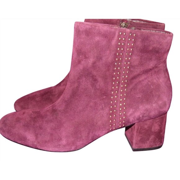 White House Black Market ZEEK cabernet burgundy microsuede block heel booties 9 - Picture 1 of 11